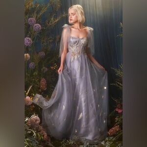 Andrea and Leo A0824 Midnight Whimsical Fairy Tulle Beaded Gown Dress